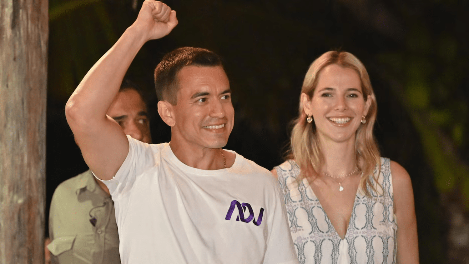 Daniel Noboa celebrating with his wife