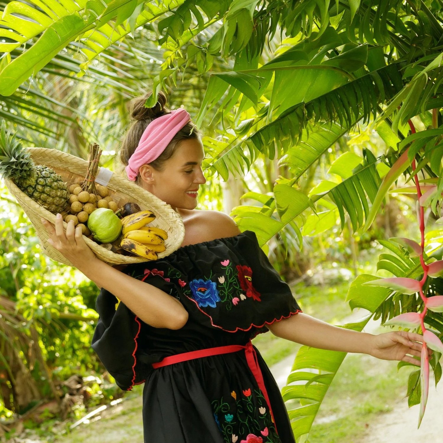 Basket full of tropical fruit